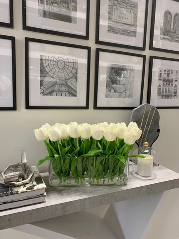 17-in Modern Long Real Touch Tulips Arrangements for Luxury Home Decor